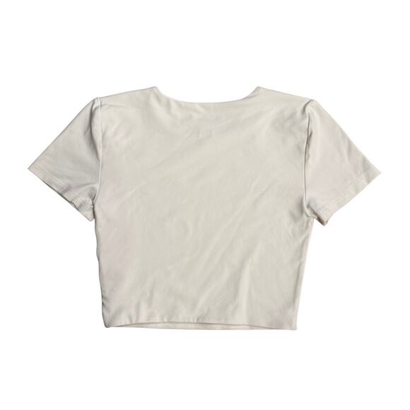 Babaton White Fitted Stretch Tee Small Minimalist Cropped Short Sleeve Top - Picture 2 of 3